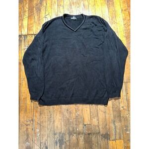 Mendocino‎ Sweater Mens XL Black Ribbed Hem & Cuff Long Sleeve V Neck Pullover